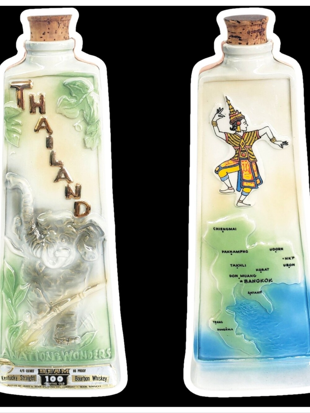 Vtg 1969 Jim Beam Whiskey Bottle Thailand Nation of Wonders Elephant Decoration
